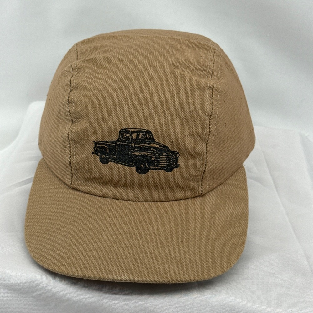 Vintage Pickup Truck Hat Duck Cotton 5 Panel Strapback Tan Relevant Headwear